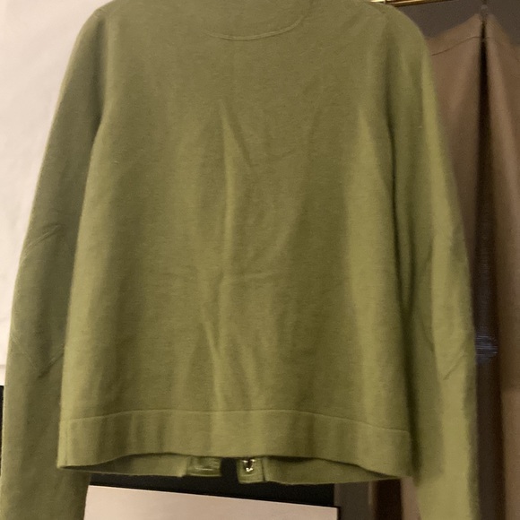 Coach green cashmere / leather accents sweater size m - Picture 2 of 6